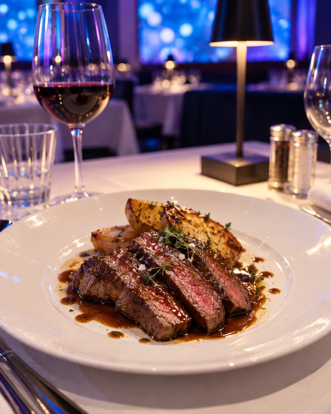 Menù Terra al 55 Milano: risotto allo zafferano con speck croccante, arrosto di vitello alle erbe provenzali e tiramisù