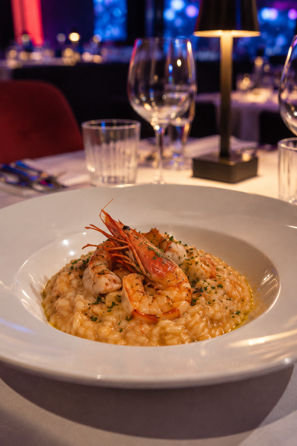 Menù Mare al 55 Milano: orecchiette con gamberi e fiori di zucca, filetto di salmone al Franciacorta e tiramisù